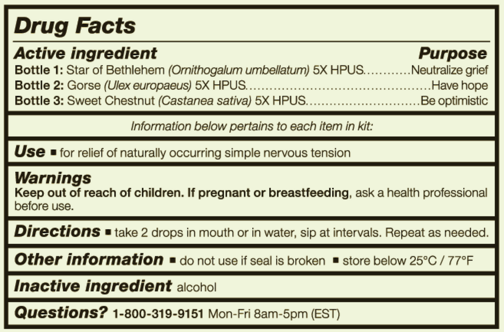 BACH Hope & Joy Kit Supplement Facts Label