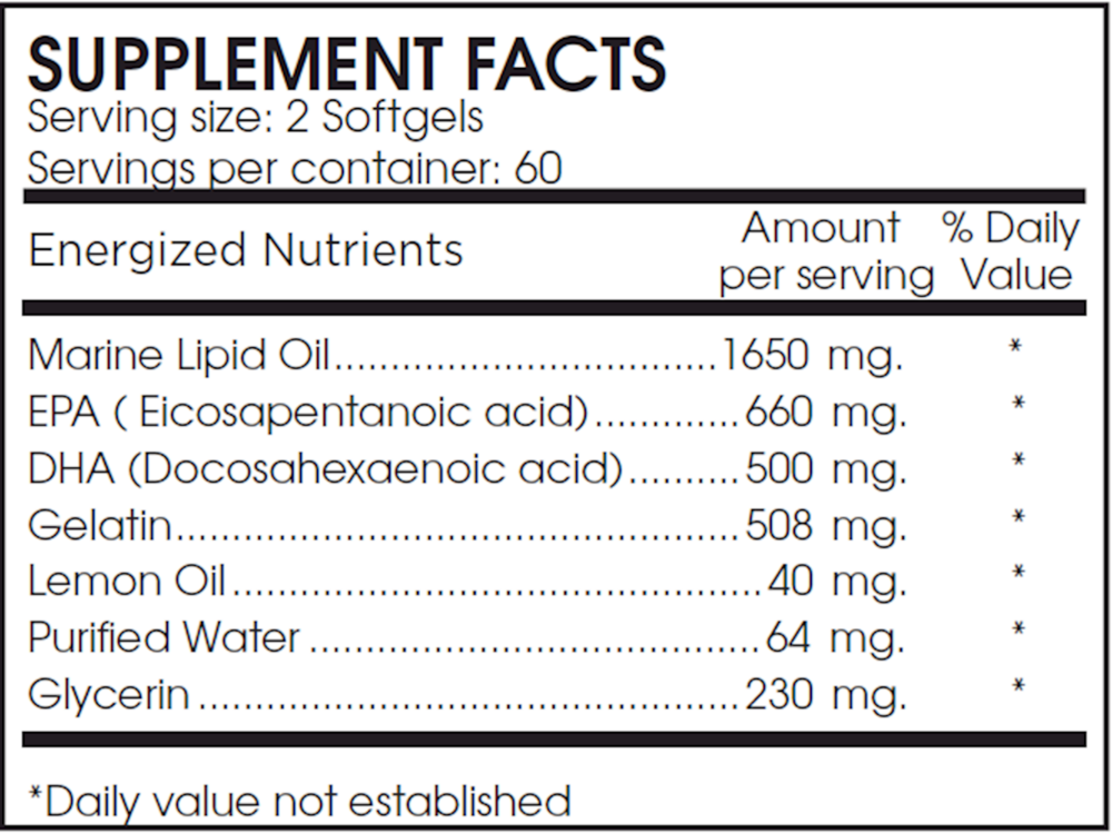 EPA/DHA Guard Supplement Facts Label