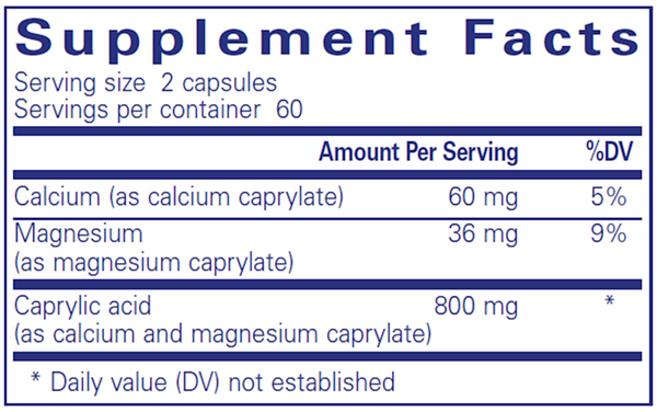 Caprylic Acid Supplement Facts Label