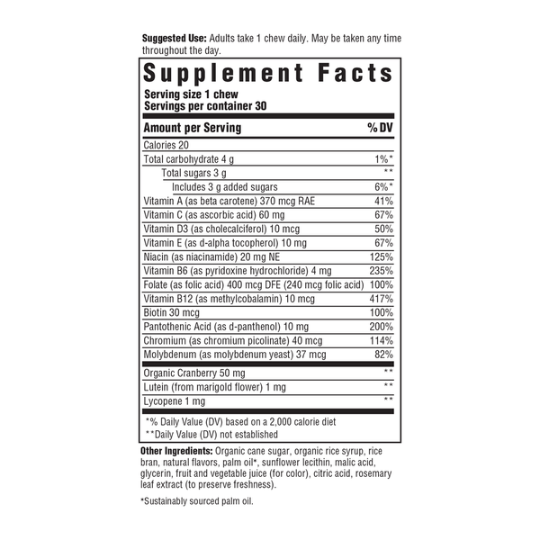 Women's Multivitamin Mixed Berry Supplement Facts Label