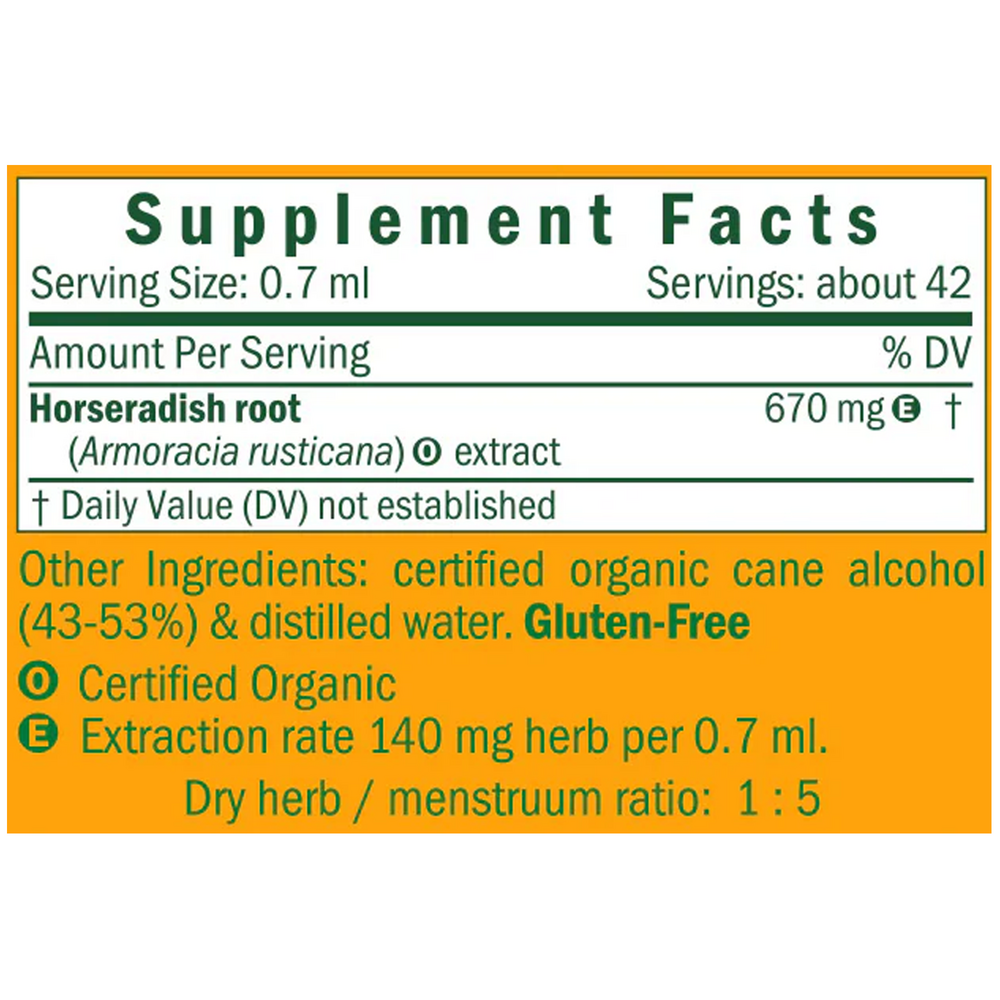 Horseradish Supplement Facts Label