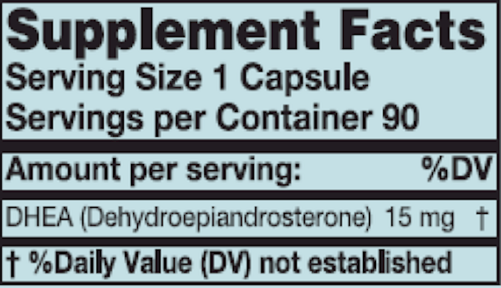 DHEA 15 mg Supplement Facts Label
