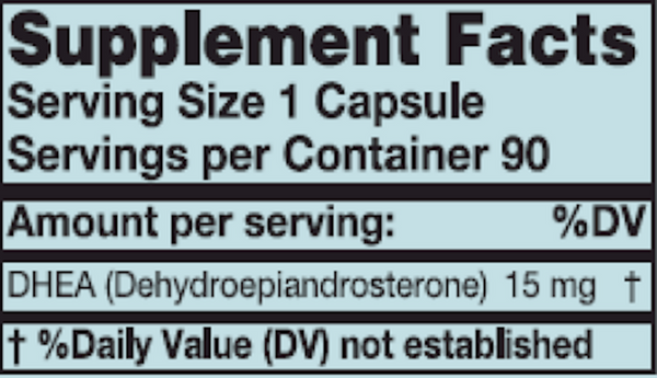 DHEA 15 mg Supplement Facts Label