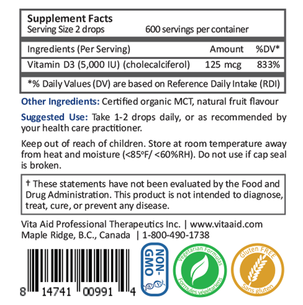 Liqui-D3 HP Supplement Facts Label