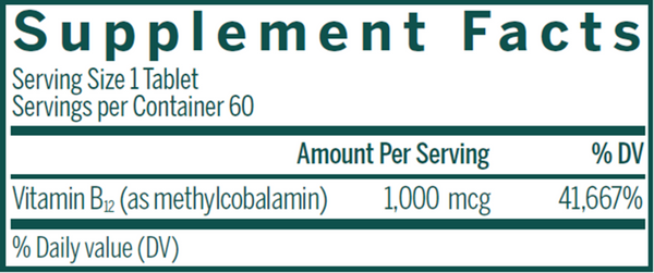 Active Chewable B12 Supplement Facts Label