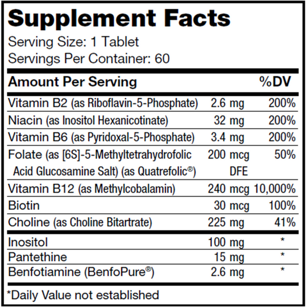 B-Complex Timed Release Supplement Facts Label