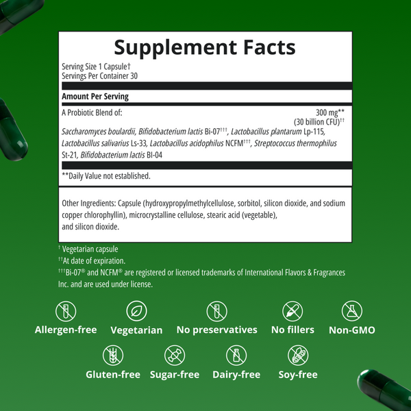 UltraFlora Spectrum Supplement Facts Label