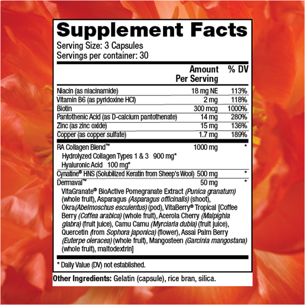 Tres Beauty 3 Supplement Facts Label