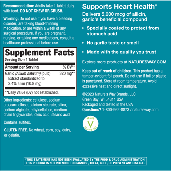 Garlinase 5000 Supplement Facts Label