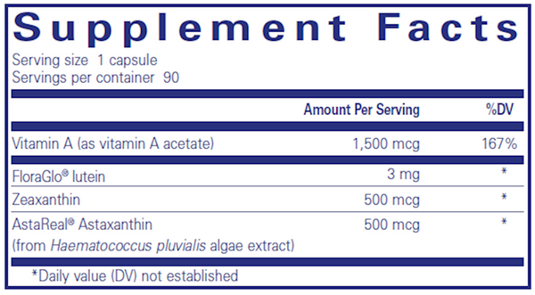 Vitamin A + Carotenoids Supplement Facts Label