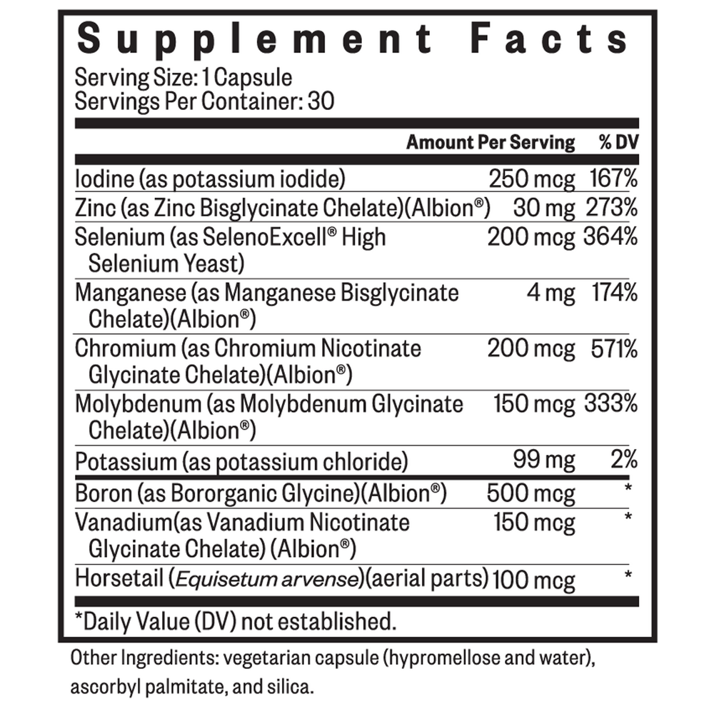 Trace Minerals Complex II Supplement Facts Label