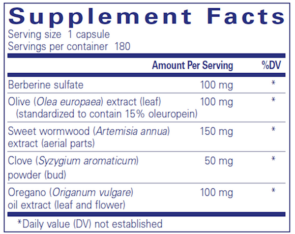 MicroDefense w/ Oregano Supplement Facts Label