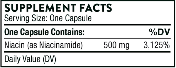 Niacinamide Supplement Facts Label