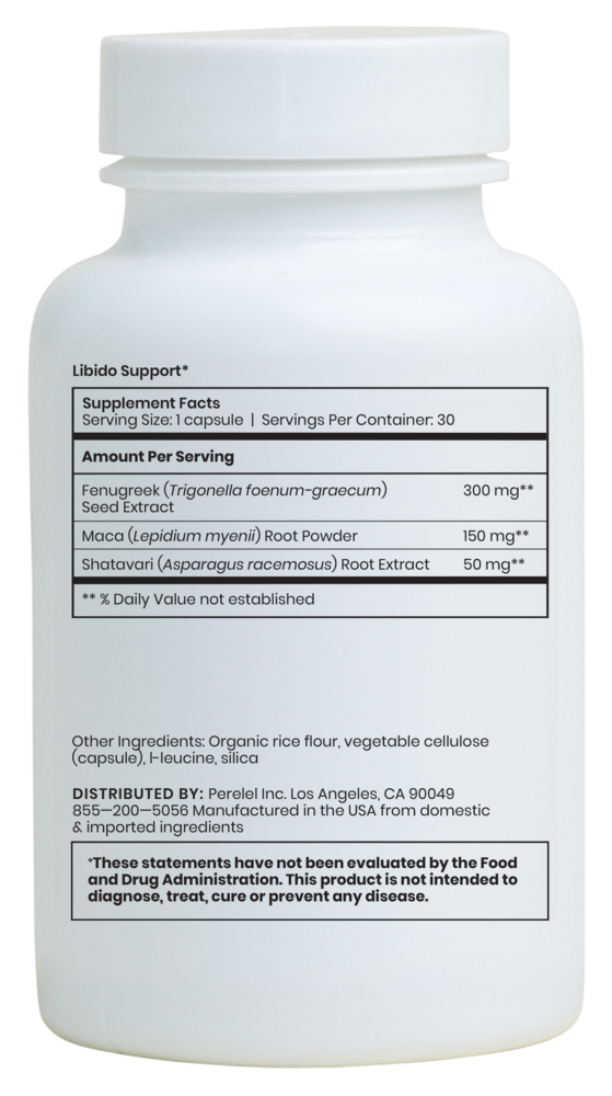 Libido Support Supplement Facts Label