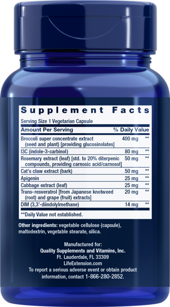 Triple Action Cruciferous Vegetable Extract and Resveratrol Supplement Facts Label