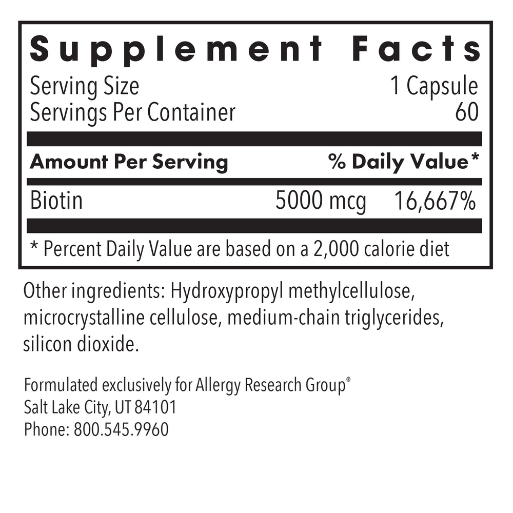 Biotin 5000 Supplement Facts Label