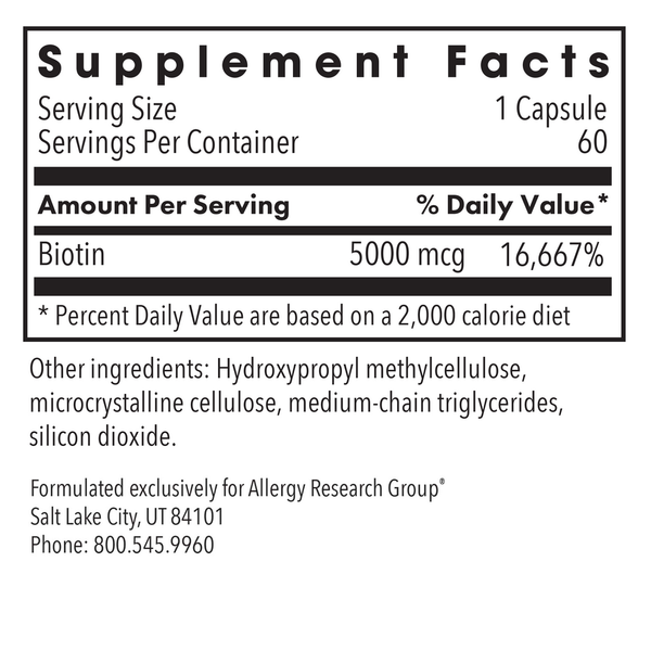 Biotin 5000 Supplement Facts Label