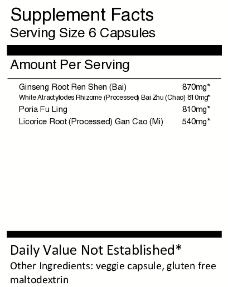Si Jun Zi Tang Supplement Facts Label