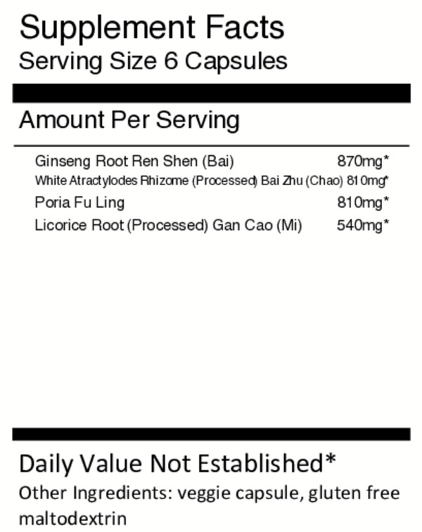 Si Jun Zi Tang Supplement Facts Label