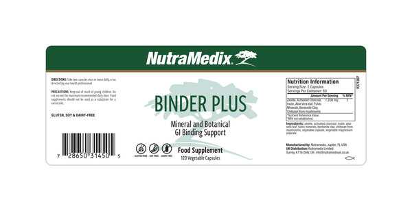 Binder Plus Supplement Facts Label