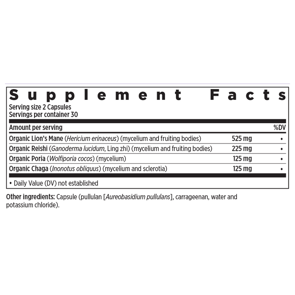 Mind Force Lion's Mane Supplement Facts Label