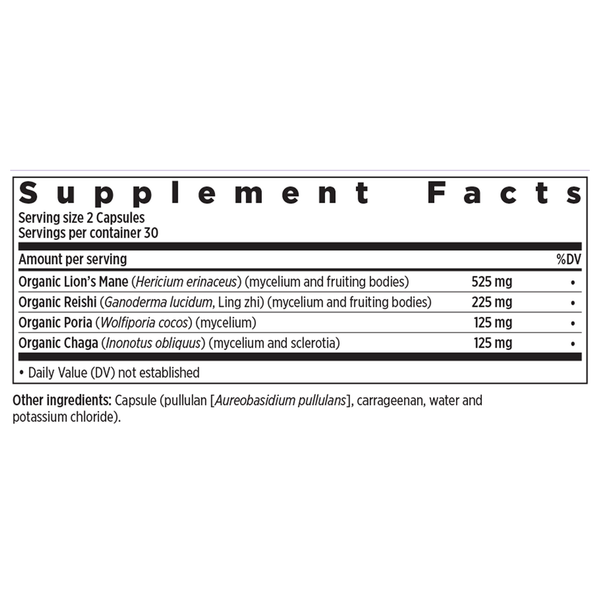 Mind Force Lion's Mane Supplement Facts Label
