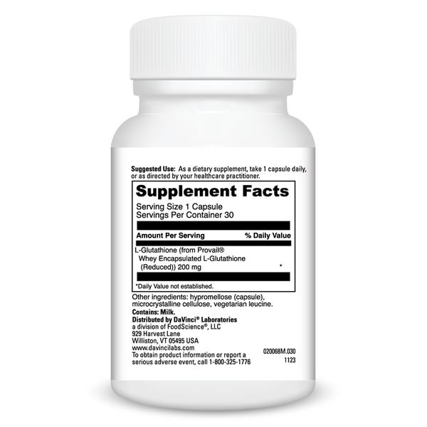 Glutathione Supplement Facts Label