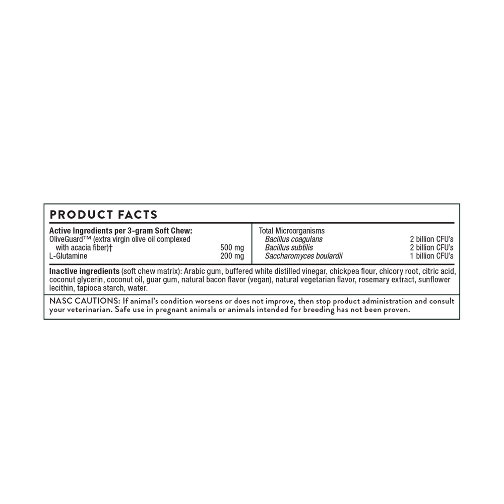 Probiotic Support Formula Supplement Facts Label