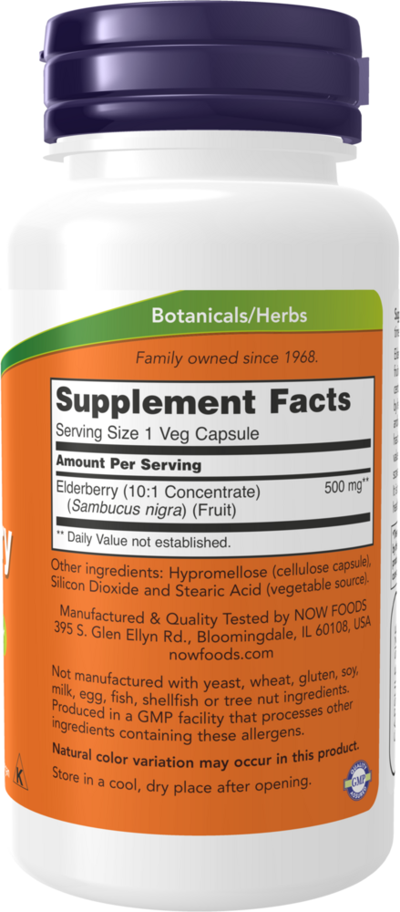Elderberry Extract 500 mg Supplement Facts Label