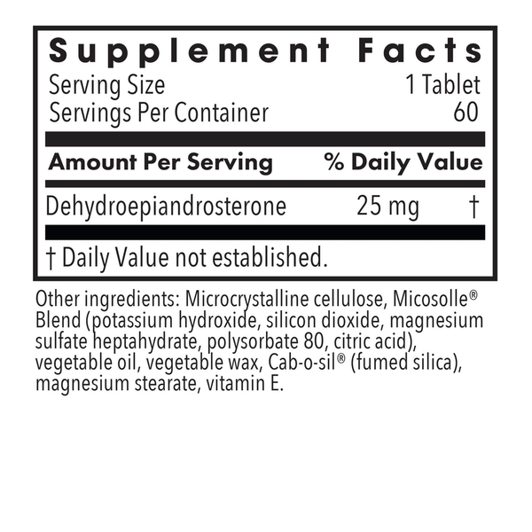 DHEA 25 mg Supplement Facts Label