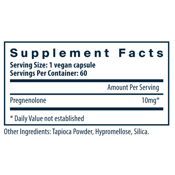 Pregnenolone 10 mg Supplement Facts Label