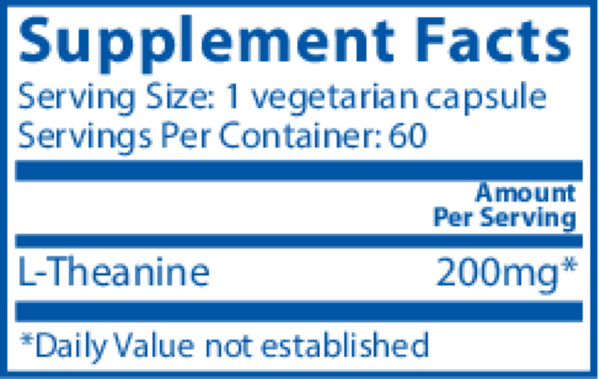 L-Theanine Supplement Facts Label