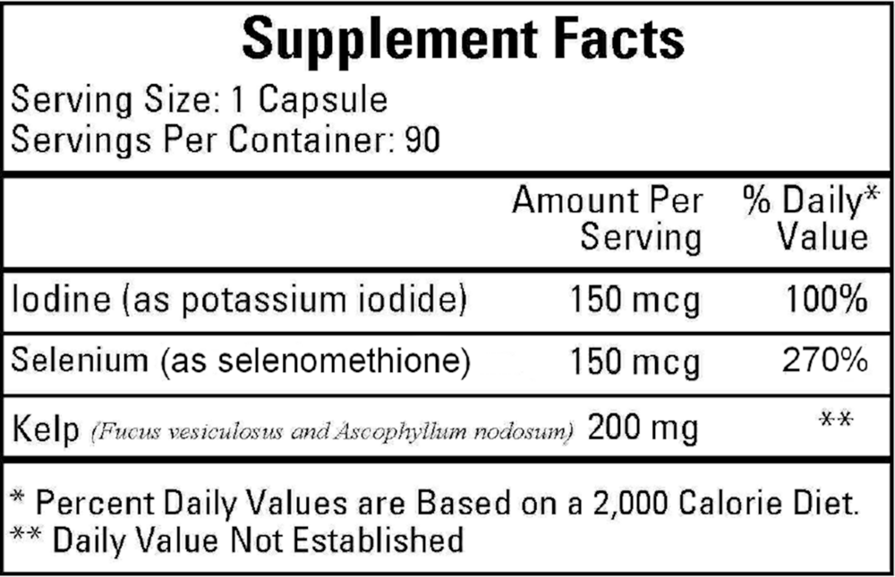 Kelp Supplement Facts Label