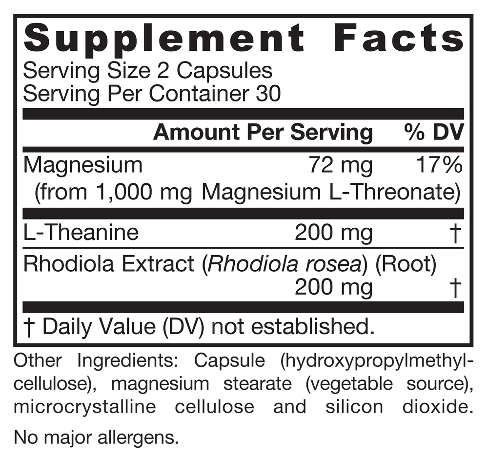 MagMind Stress Resistance Supplement Facts Label