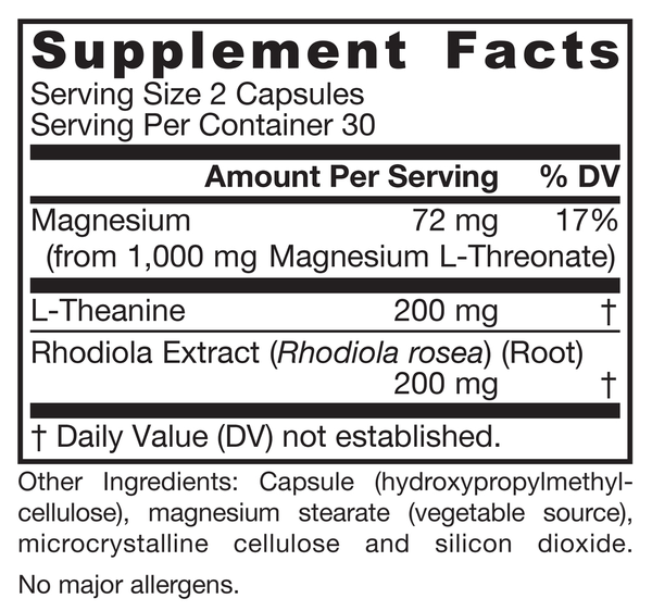 MagMind Stress Resistance Supplement Facts Label