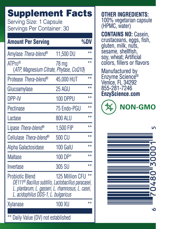 Complete Digestion 30 Capsules Supplement Facts Label