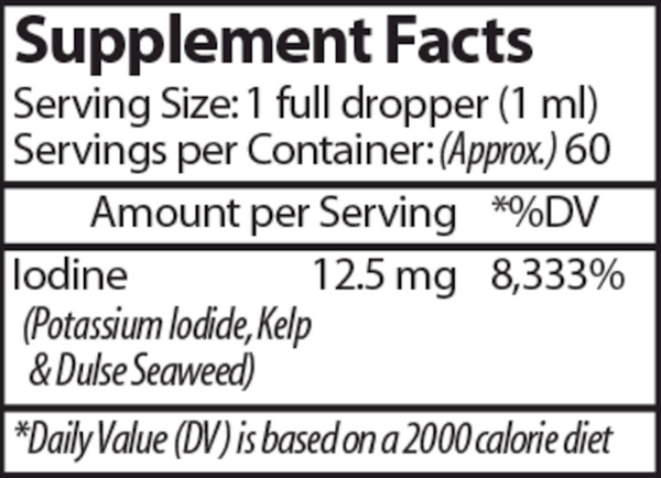 Liposomal Liquid Iodine Supplement Facts Label
