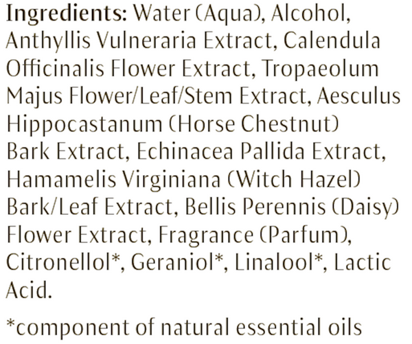 Clarifying Toner Supplement Facts Label