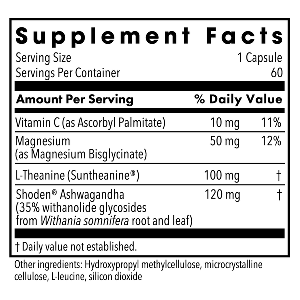 Ashwagandha Plus Supplement Facts Label