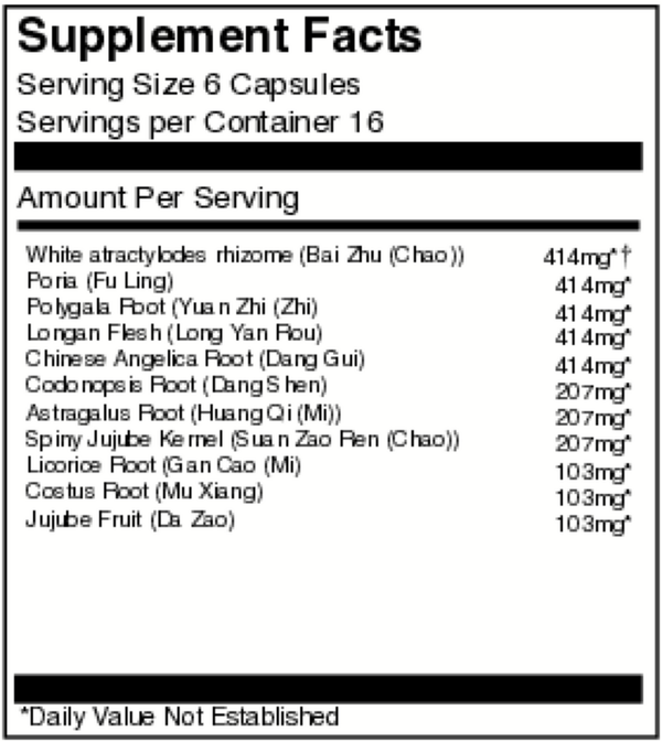 Gui Pi Tang Supplement Facts Label