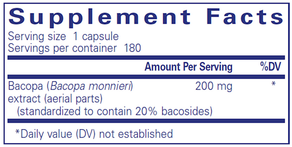 Bacopa Monnieri Supplement Facts Label