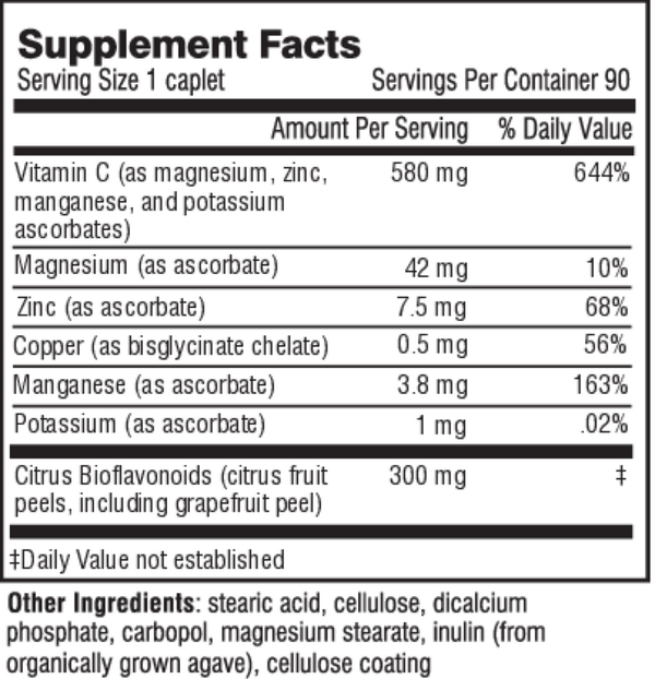 Adrenal C Formula Supplement Facts Label