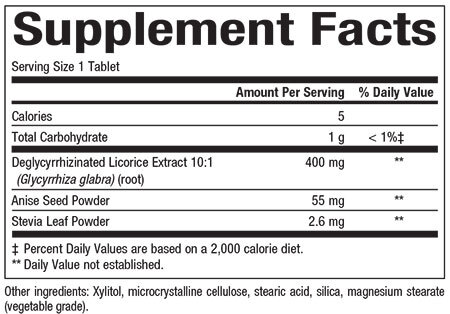 DGL 400 mg 10:1 Extract Supplement Facts Label