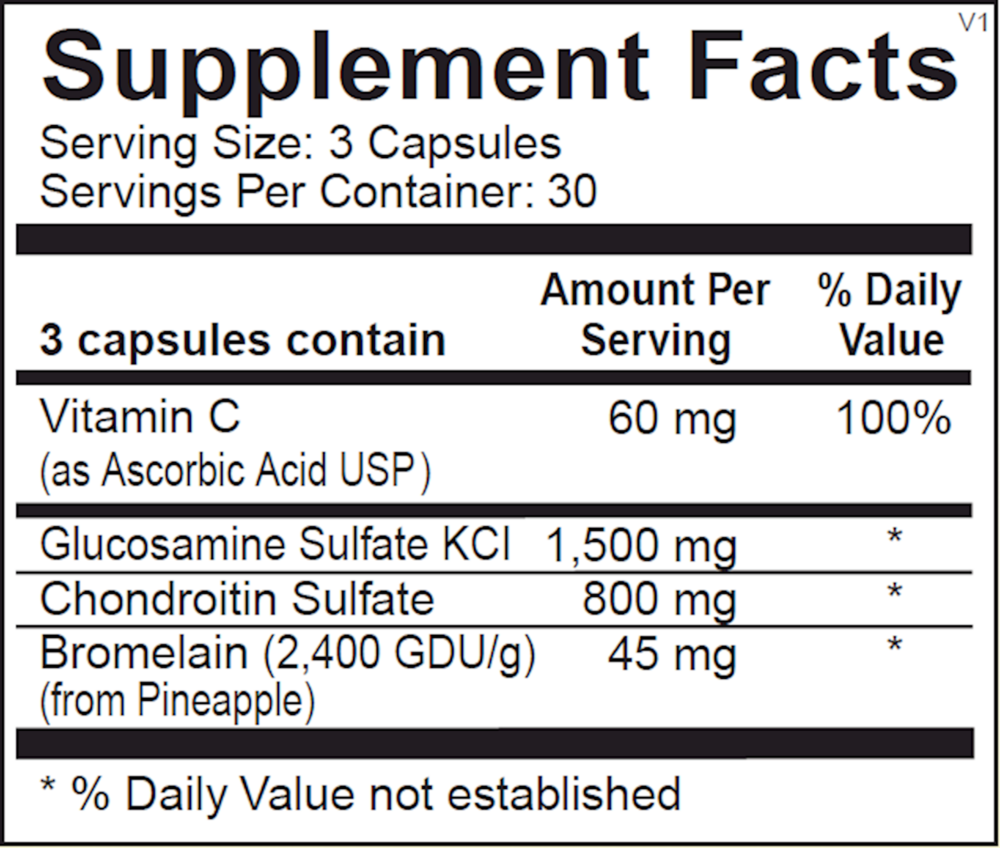 Chondro-Flx Supplement Facts Label