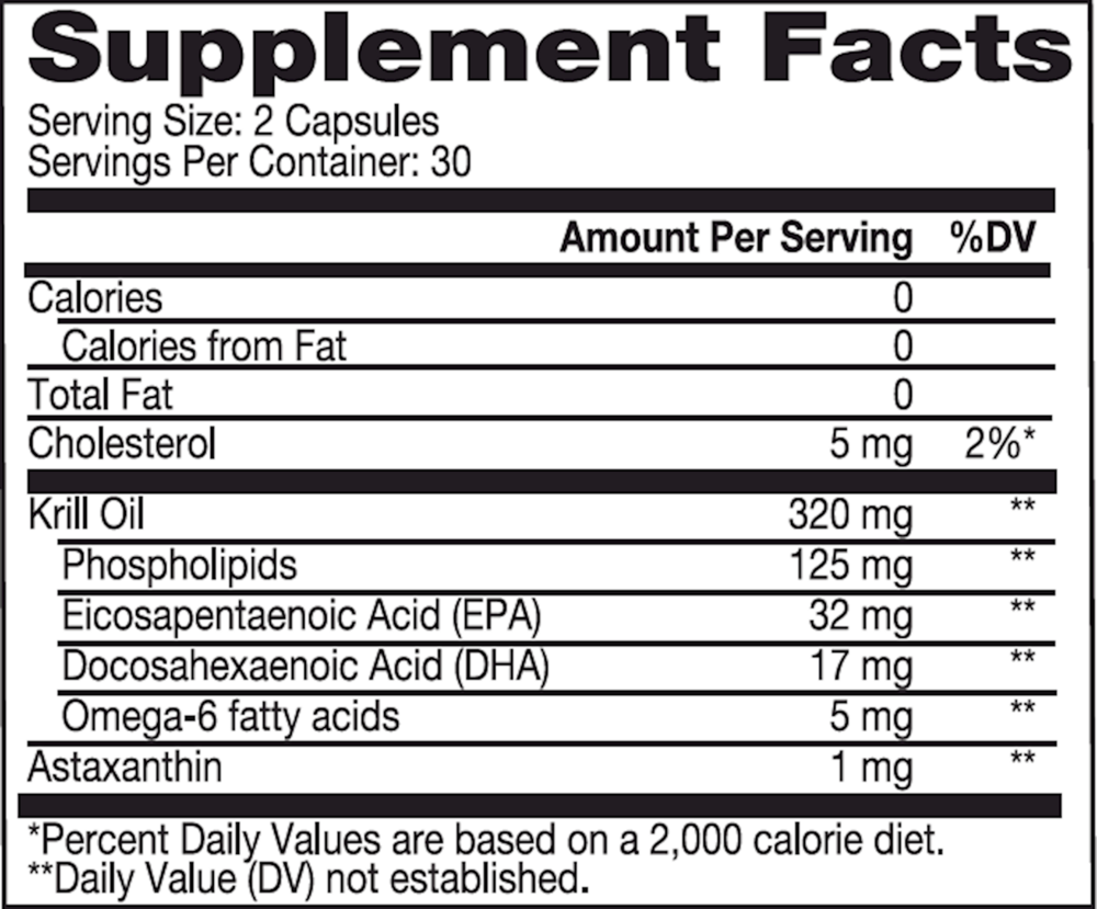 Kid's Krill Oil Supplement Facts Label