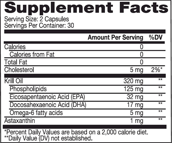 Kid's Krill Oil Supplement Facts Label