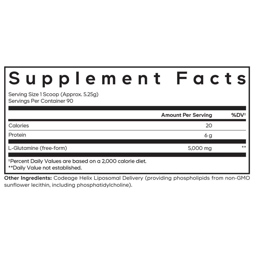 Liposomal L-Glutamine Powder Supplement Facts Label