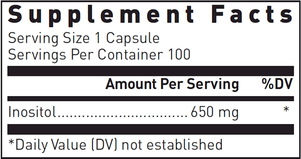 Inositol (650 Mg) Supplement Facts Label