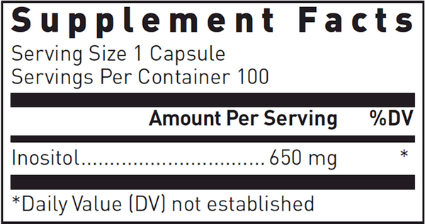 Inositol (650 Mg) Supplement Facts Label