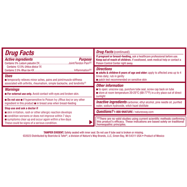 Triflora Gel Supplement Facts Label